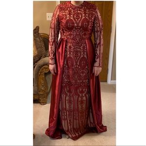 Evening Gown Red and Nude